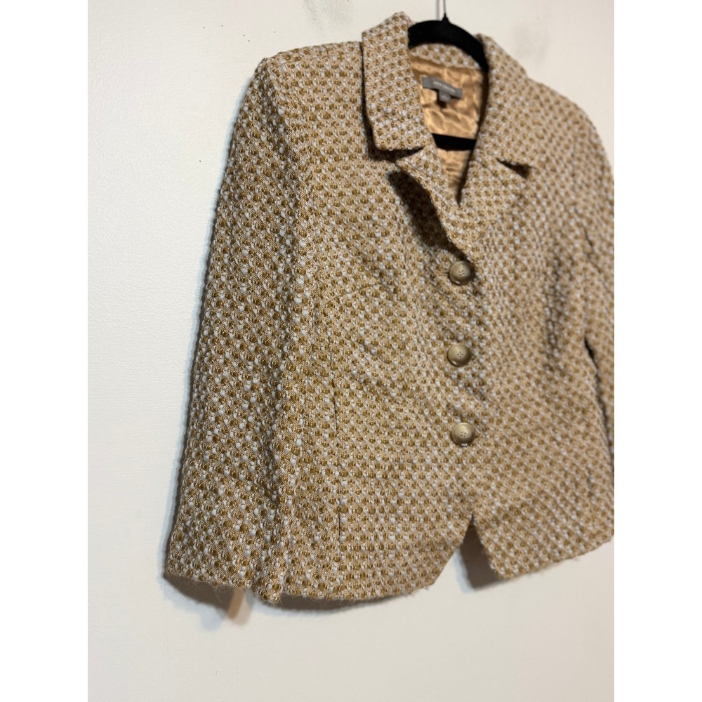 Ann Taylor Old Money Wool Tweed Blazer Womens 4 Light Academia Preppy Officecore - Picture 3 of 7